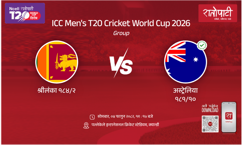 Australia vs Sri Lanka ICC Men's T20 Cricket World Cup 2026