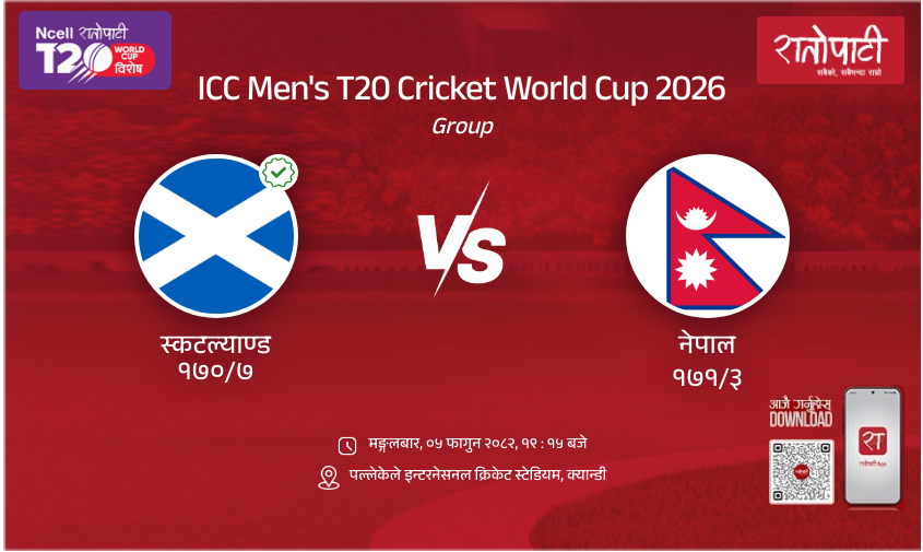 Scotland vs Nepal ICC Men's T20 Cricket World Cup 2026