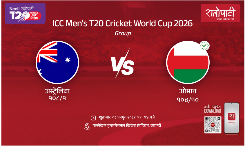 Australia vs Oman ICC Men's T20 Cricket World Cup 2026