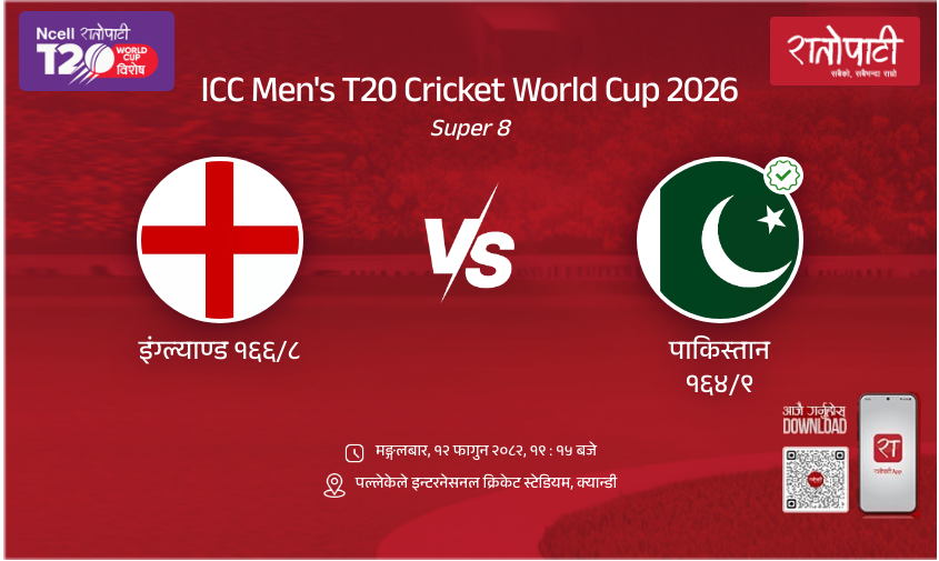 England vs Pakistan ICC Men's T20 Cricket World Cup 2026