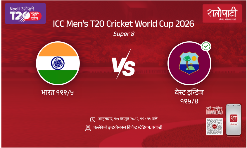 India vs West Indies ICC Men's T20 Cricket World Cup 2026