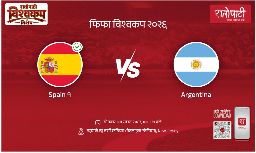 Spain vs Argentina फिफा विश्वकप २०२६