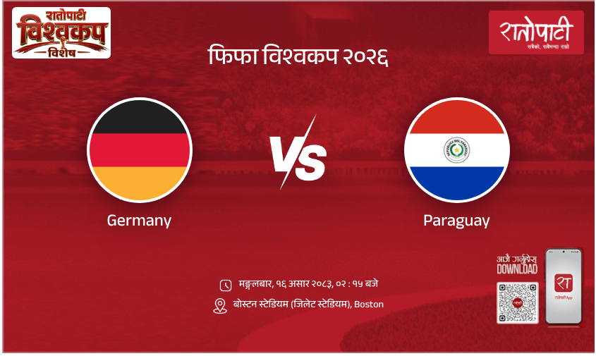 Germany vs Paraguay फिफा विश्वकप २०२६