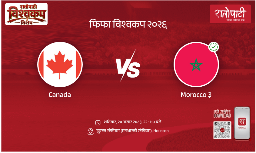 Canada vs Morocco फिफा विश्वकप २०२६