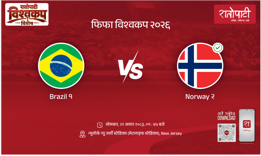Brazil vs Norway फिफा विश्वकप २०२६