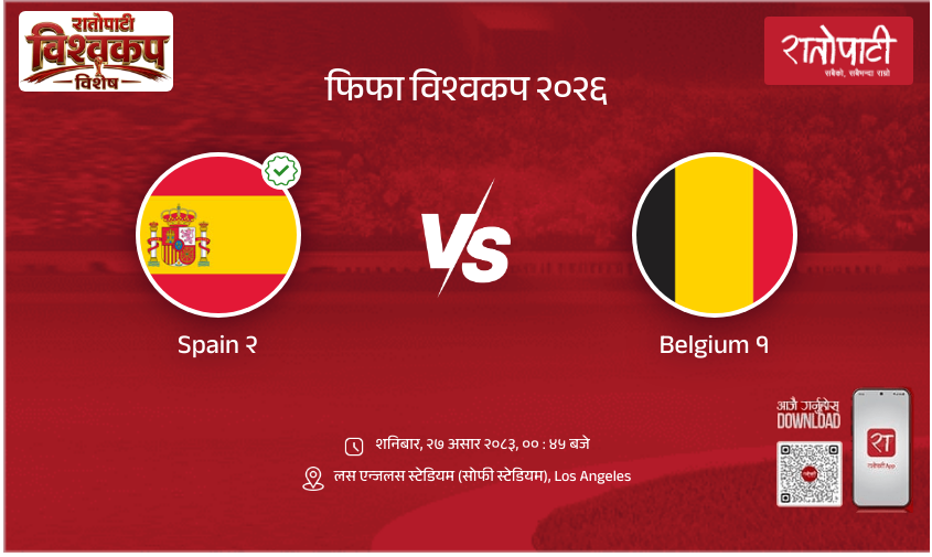 Spain vs Belgium फिफा विश्वकप २०२६